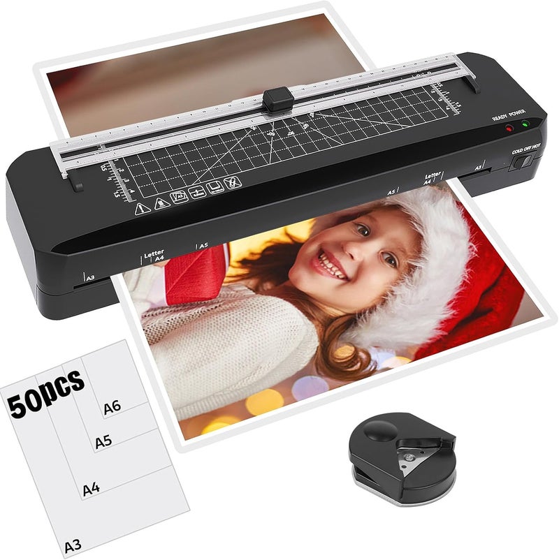 LADISHAN Laminator, A3 Laminator Machine with Built-in Trimmer, 70 Seconds Quick Warm-Up, Cold and Thermal Laminating with 50 Laminating Sheets, Portable Laminating Machine for Home School - Image 1